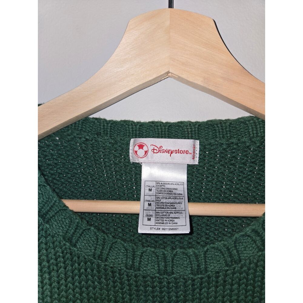 Vintage Disney Mickey Mouse Festive Sweater Green Cotton Blend M Park Style Knit - Picture 2 of 11